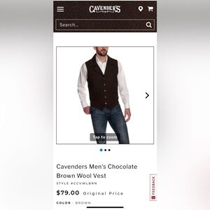 New NWT Cavender’s wool blend vest size medium